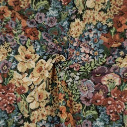 Tissu jacquard - Gobelin fleurs multicolores
