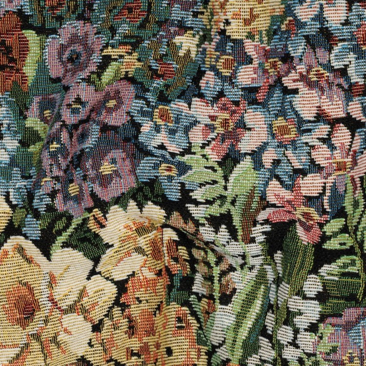 Tissu jacquard - Gobelin fleurs multicolores