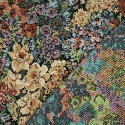 Tissu jacquard - Gobelin fleurs multicolores