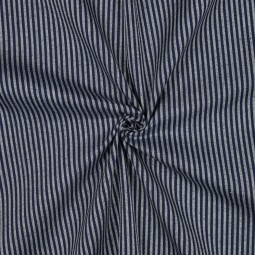 Tissu jacquard - Rayures bleu marine
