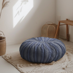 Tissu jacquard - Rayures bleu marine