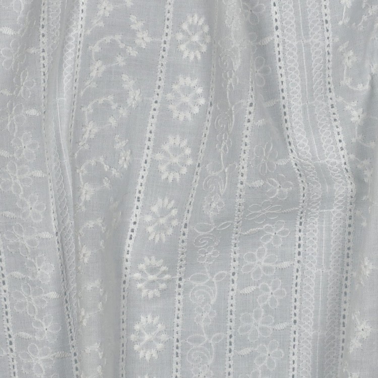 Tissu coton broderie - Blanc