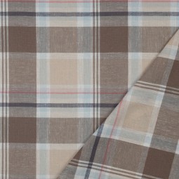 Tissu viscose lin - Carreaux taupe