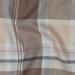 Tissu viscose lin - Carreaux taupe
