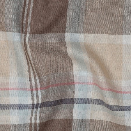 Tissu viscose lin - Carreaux taupe