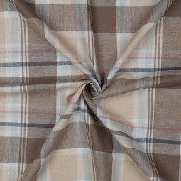Tissu viscose lin - Carreaux taupe
