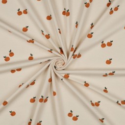 Tissu jersey - Pommes fond écru