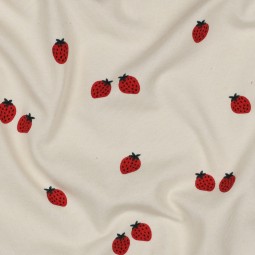 Tissu jersey - Fraises fond écru