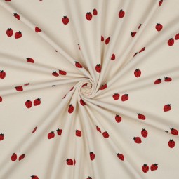 Tissu jersey - Fraises fond écru
