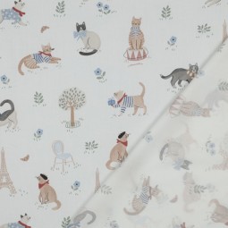 Tissu popeline - Chat à Paris
