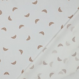 Tissu popeline - Croissant blanc