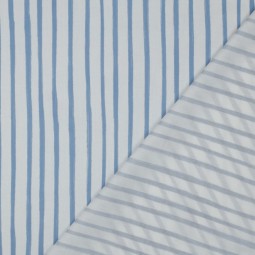 Tissu popeline - Bandes blanc et bleu