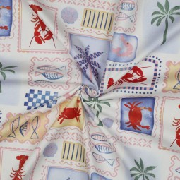 Tissu toile de coton - Patchwork bleu clair