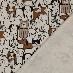 Tissu toile de coton - Chien fond naturel