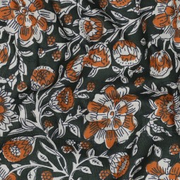 Tissu cotonnade - Indienne block print marine