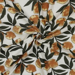 Tissu cotonnade - Indienne block print citron