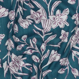Tissu cotonnade - Indienne block print lagon
