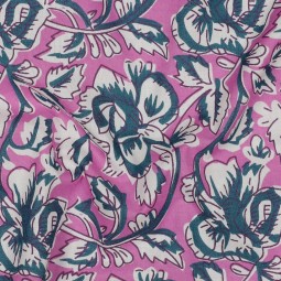 Tissu cotonnade - Indienne block print rose