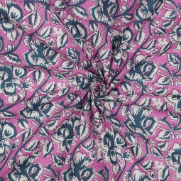 Tissu cotonnade - Indienne block print rose