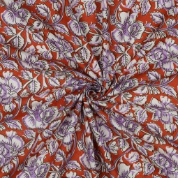 Tissu cotonnade - Indienne block print caramel