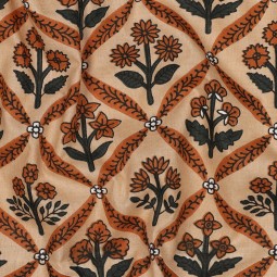 Tissu cotonnade - Indienne block print beige