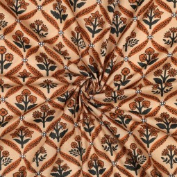 Tissu cotonnade - Indienne block print beige