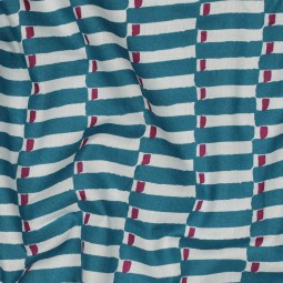 Tissu cotonnade - Indienne block print bleu