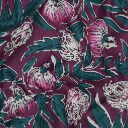 Tissu cotonnade - Indienne block print prune