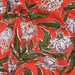Tissu cotonnade - Indienne block print rouge