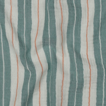 Tissu double gaze - Rayures vertes