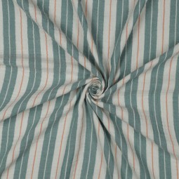 Tissu double gaze - Rayures vertes