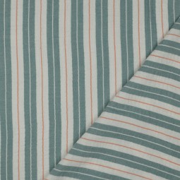 Tissu double gaze - Rayures vertes