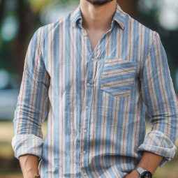 Tissu double gaze - Rayures vertes