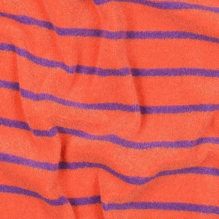 Tissu jersey éponge - Rayure orange violet