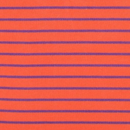 Tissu jersey éponge - Rayure orange violet