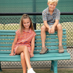 Tissu jersey éponge - Rayure bleu marron