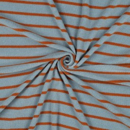 Tissu jersey éponge - Rayure bleu marron
