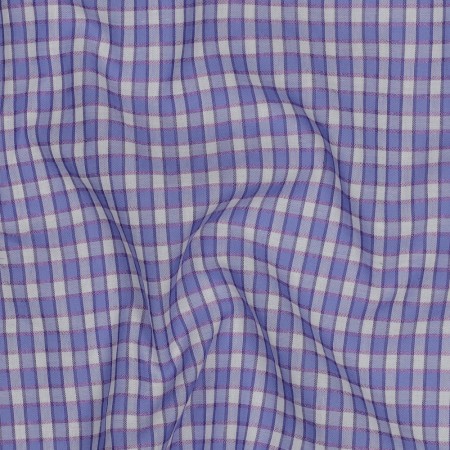 Tissu voile coton - Carreaux lavande fil brillant