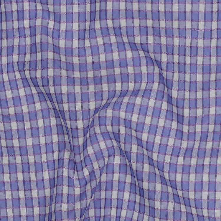 Tissu voile coton - Carreaux lavande fil brillant