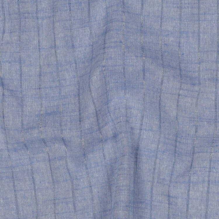 Tissu coton - Bleu rayures lurex