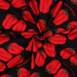 Tissu toile de coton - Poivron noir