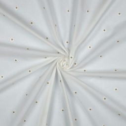 Tissu voile coton - Broderie Fleurs lurex