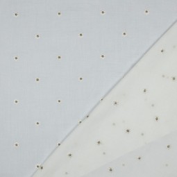 Tissu voile coton - Broderie Fleurs lurex
