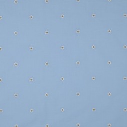 Tissu voile coton - Broderie Fleurs lurex bleu