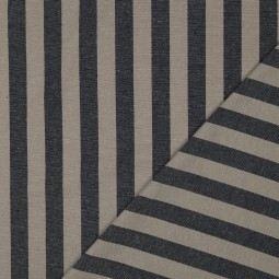 Tissu viscose lin - Rayure bleu marine