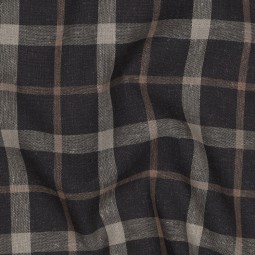 Tissu viscose lin - Rayure bleu marine