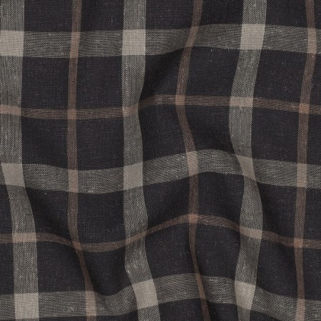 Tissu viscose lin - Rayure bleu marine