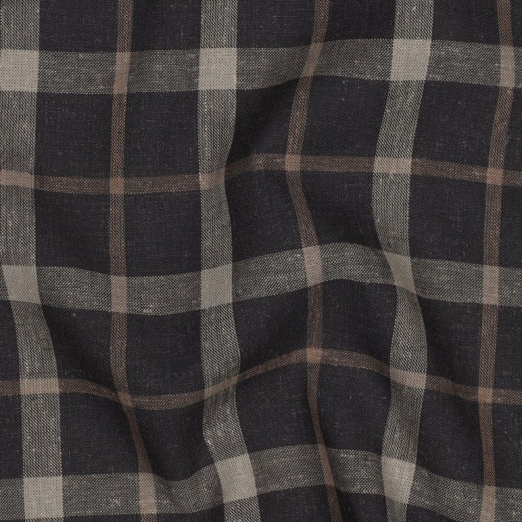 Tissu viscose lin - Rayure bleu marine