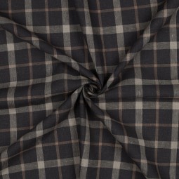 Tissu viscose lin - Rayure bleu marine