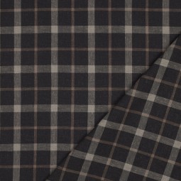 Tissu viscose lin - Rayure bleu marine